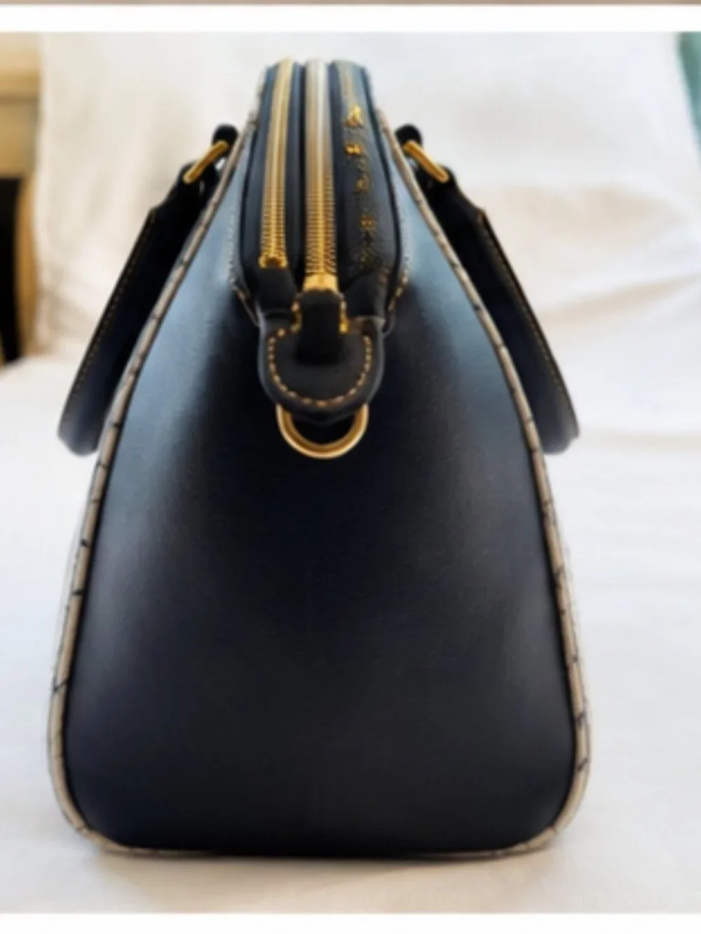 Dooney & Bourke Sydney Signature Satchel – Glacier Blue/Navy – Mint Condition